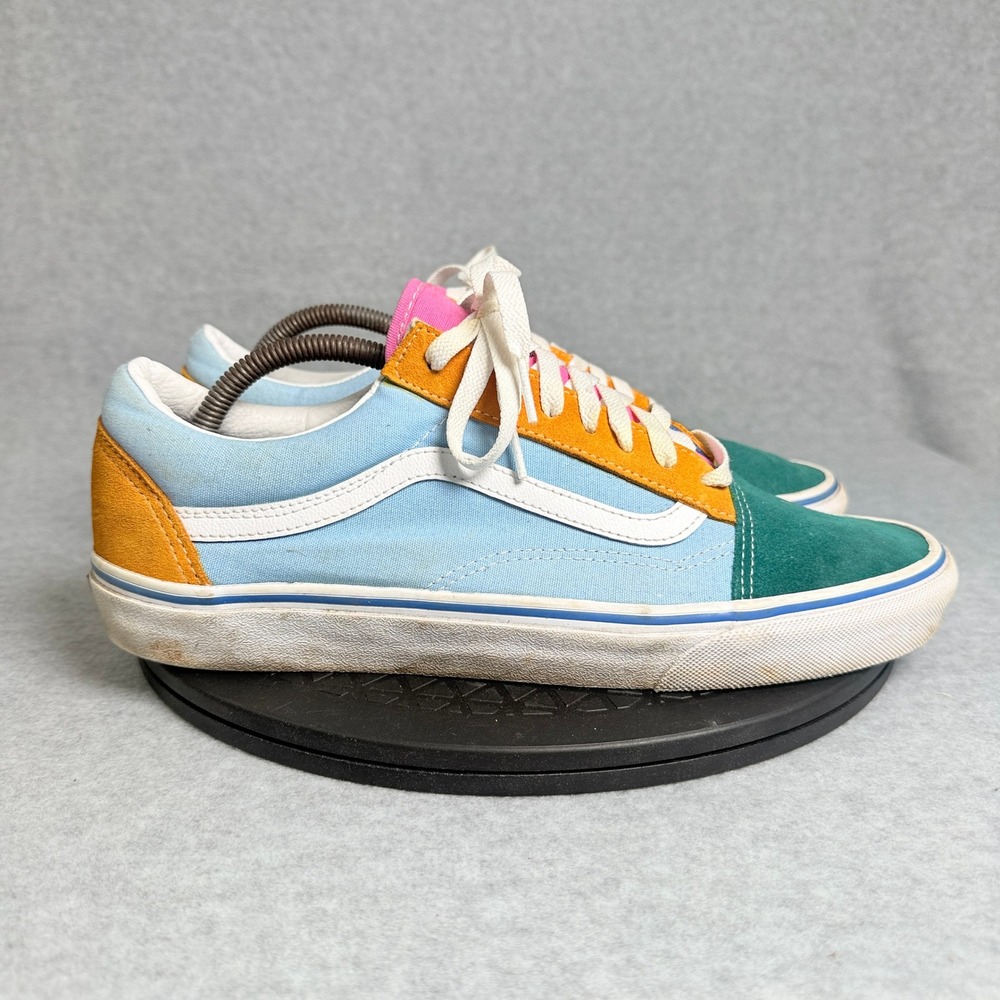 Vans Old Skool Multi Color Block Skate Shoes Teal Blue Orange Pink Mens 11